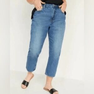 Old‎ Navy Women's Cropped Dad Jeans Raw Hem High-Rise Light Wash Cotton 10 EUC